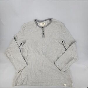 Fat Face Gray Cotton Henley Shirt Top Men Large Button Casual  Outdoor Gorp